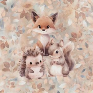 Dressikangast paneel, 40x50 cm, rebane, orav, siil sügislehtedega