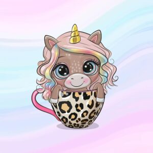 Dressikangast paneel, 40x50 cm, ükssarvik tassis