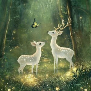 Dressikangast paneel, 40x50 cm, hirved rohelisel