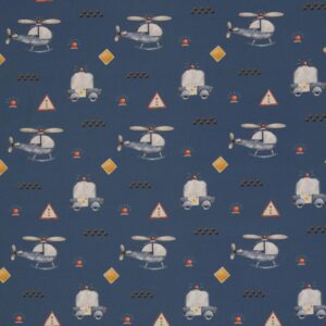 Puuvillapopliin, politseiautodega, teksasinine