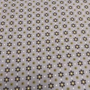 Puuvillapopliin, väiksed lilled, hall