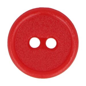 Kahe auguga plastiknööp, 15 mm, punane