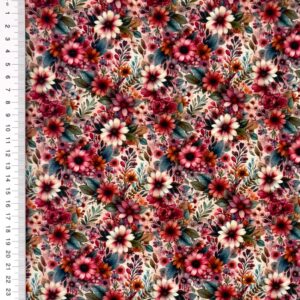 Viskoostrikotaaž - punased lilled