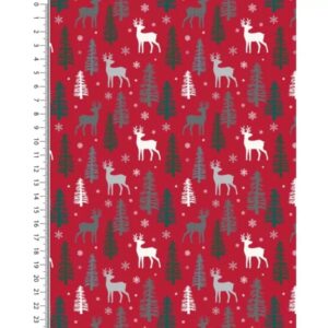 Puuvillapopliin, fooliumtrükiga, kitsed, punane