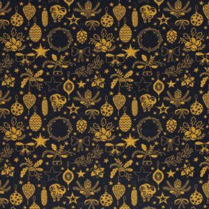 Puuvillapopliin, kuldsed ehted mustal