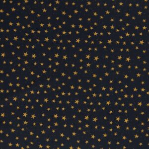 Puuvillapopliin, kuldsed tähed mustal