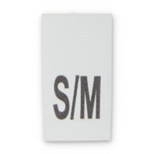 Õmmeldav suurusesilt, 200 tk, suurus S/M, valge