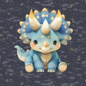 Dressikangast paneel, 40x50 cm, sinine dinosaurus, tumehall