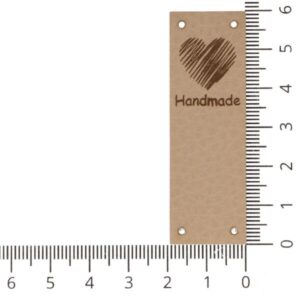 Õmmeldav aplikatsioon, Handmade südamega, beež, piklik