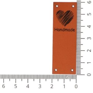 Õmmeldav aplikatsioon, Handmade südamega, pruun, piklik