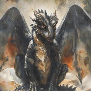 Dressikangast paneel, 55x73 cm, must draakon