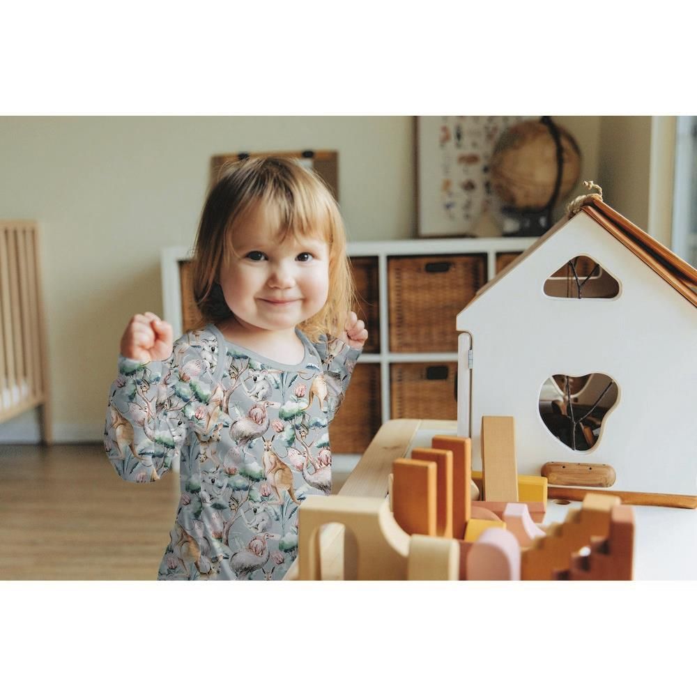 Trikotaaž, GOTS, kängurud, pandad, emud, teksasinine - Image 2