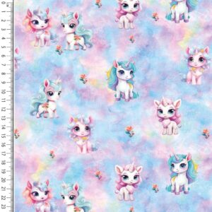 Trikotaaž - ükssarvikud, helesinisel marmoril