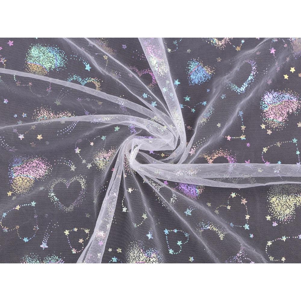 Tüll - hologramm südametega, valge