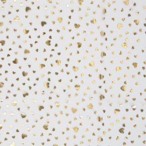 Tüll - kuldsete südametega, valge