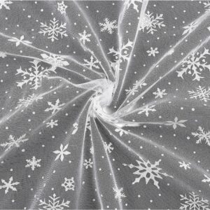 Tüll - lumehelvestega, valge