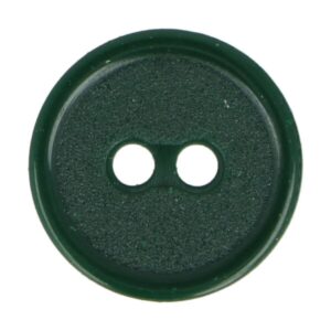 Kahe auguga plastiknööp, 15 mm, tumeroheline