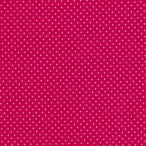 Puuvillapopliin, valgete täppidega, fuksiaroosa