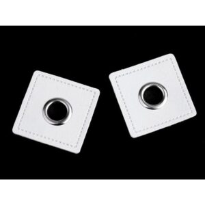 Kunstnahast aplikatsioon avaga, nelinurkne, valge heleda niklist avaga