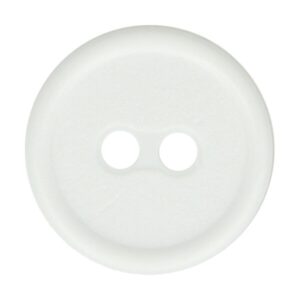 Kahe auguga plastiknööp, 15 mm, valge