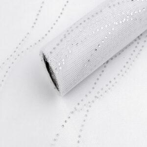 Tüll rullis, 36 cm x 4,5 m, hologramm-litritega, valge