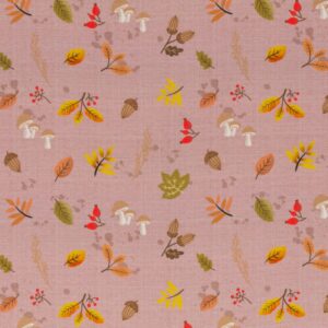 Trikotaaž - seened ja sügislehed, roosa