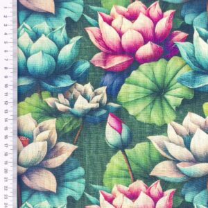 Linane kangas viskoosiga, vesiroosidega