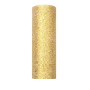 Glittertüll rullis, 15 cm x 9 m, kuldne