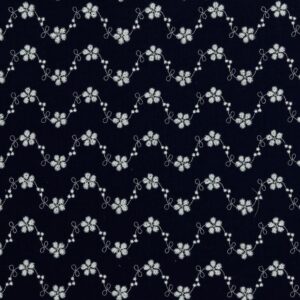 Musliin - 2-kihiline, tikitud lilledega, tumesinine