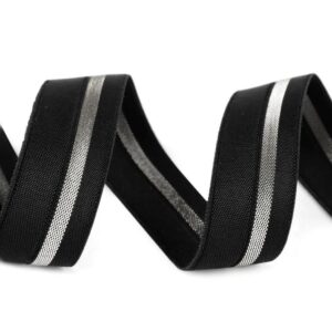 Kummikant, 20 mm, must hõbedase triibuga - Image 2