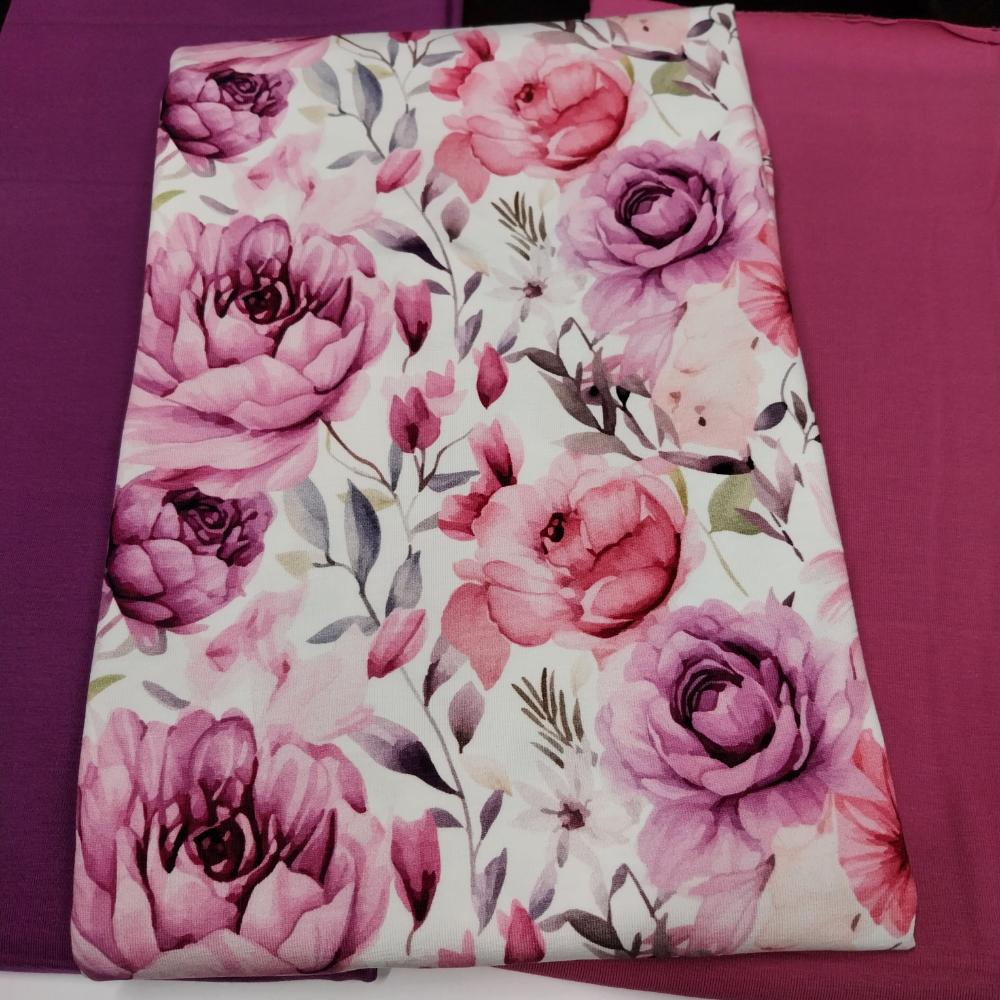 Trikotaažikomplekt suurte roosade lilledega, 2,92 m - Image 2