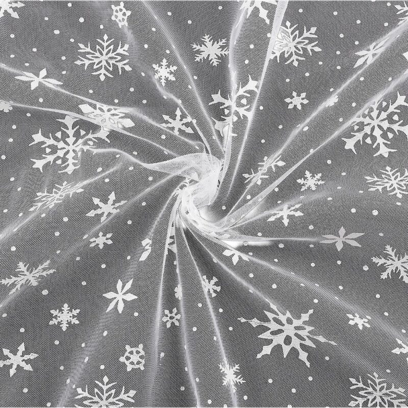 Tüll - lumehelvestega, valge