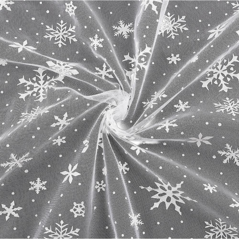 Tüll - lumehelvestega, valge