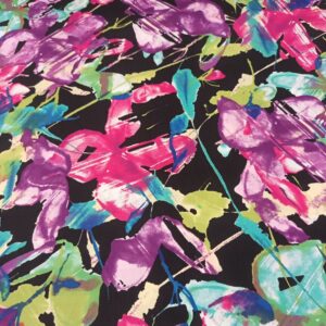 Puuvillapopliin, abstraktsed lilled mustal