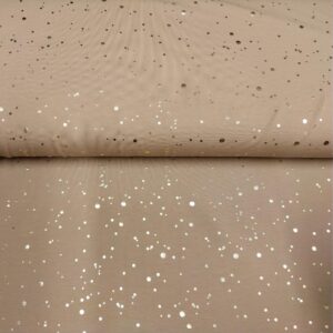 Trikotaaž, kuldsete fooliumtäppidega, helepruun