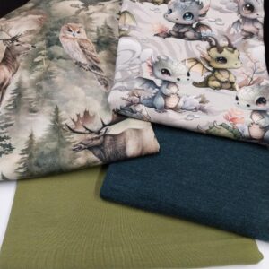 Roheline komplekt loomade ja draakonitega, trikotaaž+meriino, 1,89 m