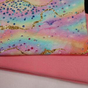 Marmormustriga roosa trikotaažikomplekt, 2,05 m