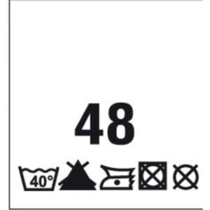 Õmmeldav suurusesilt hooldusjuhistega, 200 tk, suurus 48