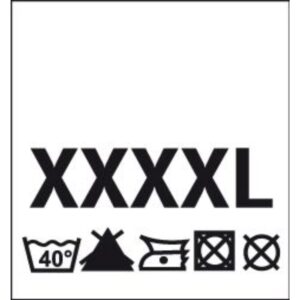 Õmmeldav suurusesilt hooldusjuhistega, 200 tk, suurus 4XL