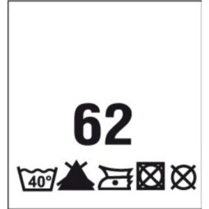 Õmmeldav suurusesilt hooldusjuhistega, 200 tk, suurus 62