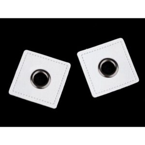 Kunstnahast aplikatsioon avaga, nelinurkne, valge tumedama niklist avaga