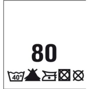 Õmmeldav suurusesilt hooldusjuhistega, 200 tk, suurus 80