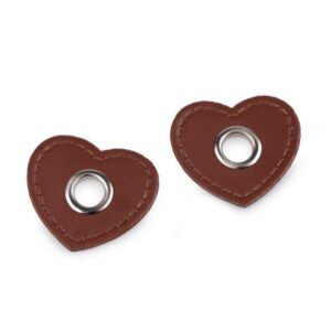 Kunstnahast aplikatsioon avaga, südamekujuline, pruun