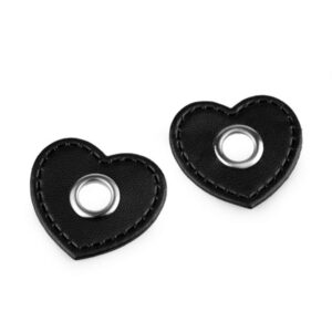 Kunstnahast aplikatsioon avaga, südamekujuline, must niklist avaga