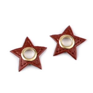 Kunstnahast aplikatsioon avaga, tähekujuline, pruun kuldse avaga