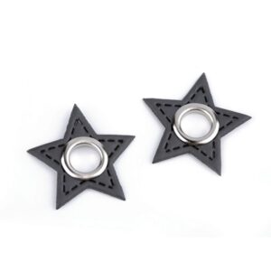 Kunstnahast aplikatsioon avaga, tähekujuline, hall niklist avaga