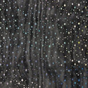 Tüll - must, fooliumtähtedega