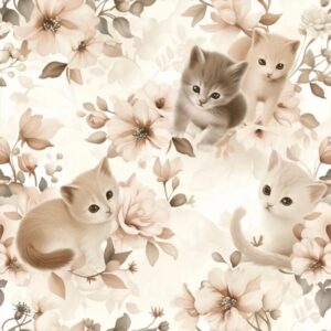 Trikotaaž - kassipojad beežide lilledega