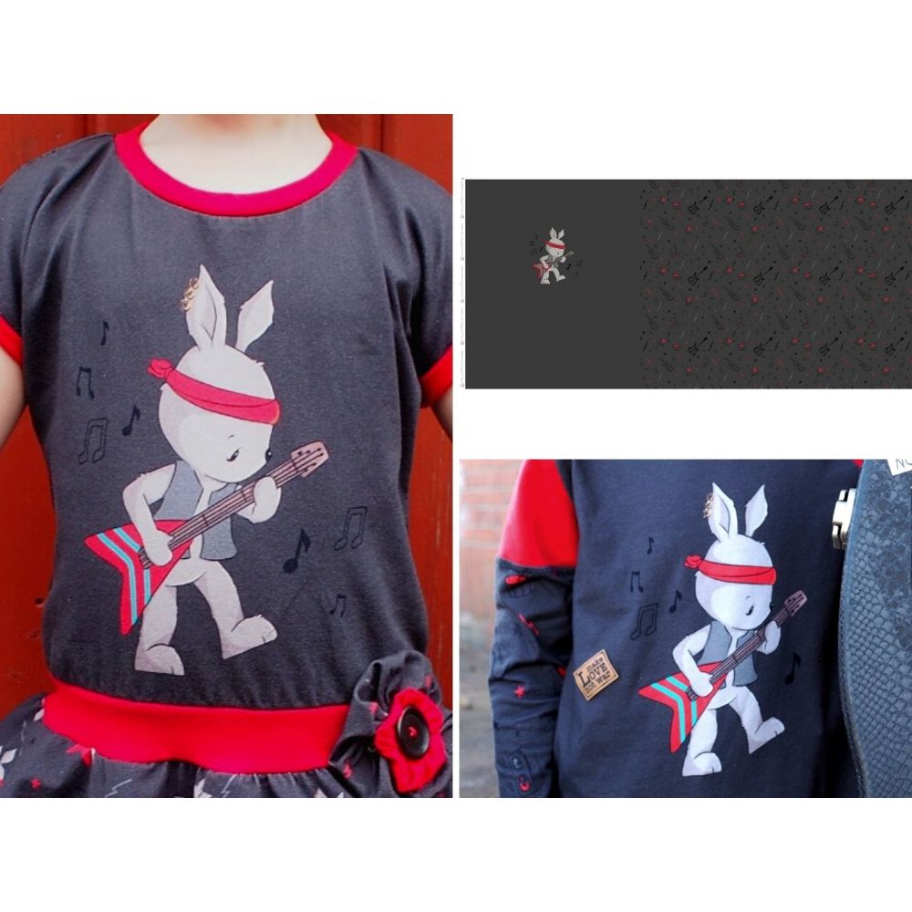 Trikotaažpaneel, jänes kitarriga, 70x150 cm