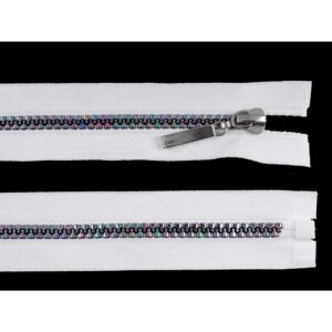 Traktorlukk, vikerkaarevärviliste hammastega, alt lahtikäiv, 5 mm, 40 cm, valge